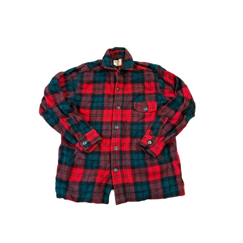 Vintage Rare Flannel Plaid Main Guide Congress Mens M Wool